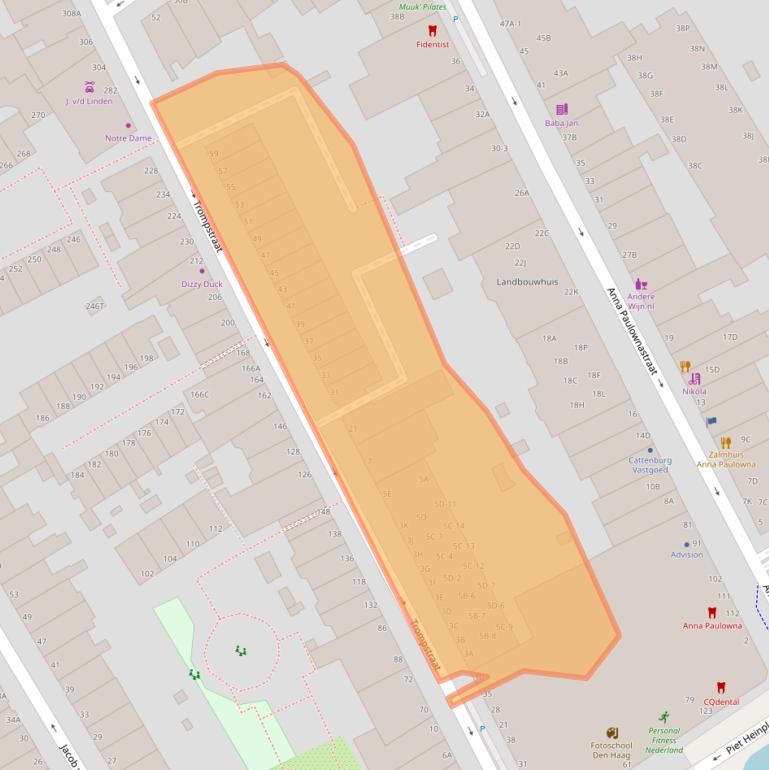 Kaart van postcodegebied 2518BL.