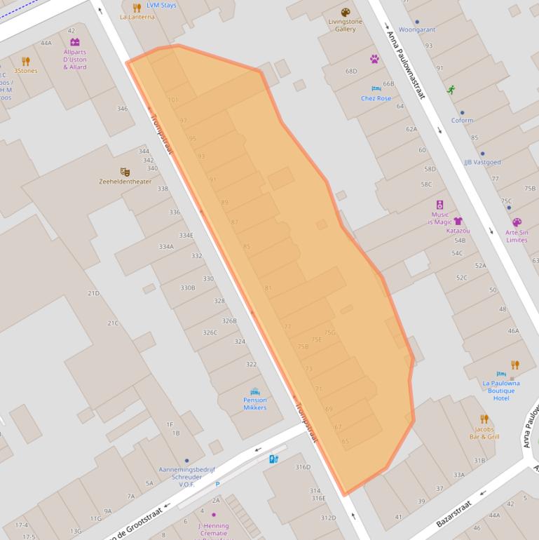 Kaart van postcodegebied 2518BM.