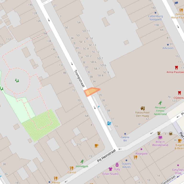 Kaart van postcodegebied 2518BZ.