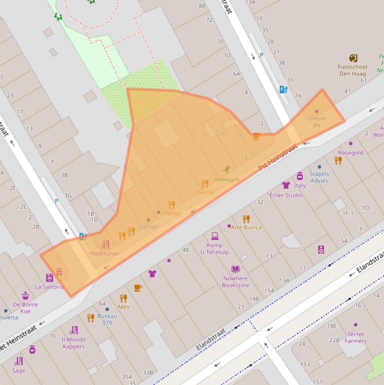 Kaart van postcodegebied 2518CB.