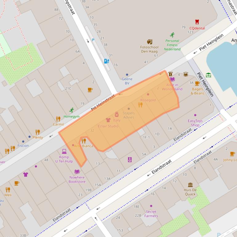 Kaart van postcodegebied 2518CH.