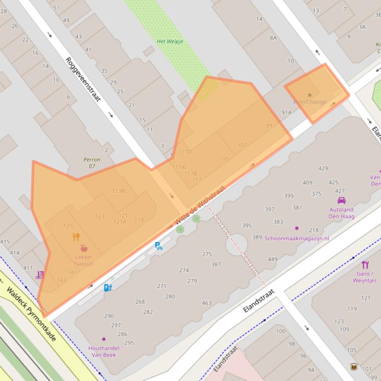 Kaart van postcodegebied 2518CS.