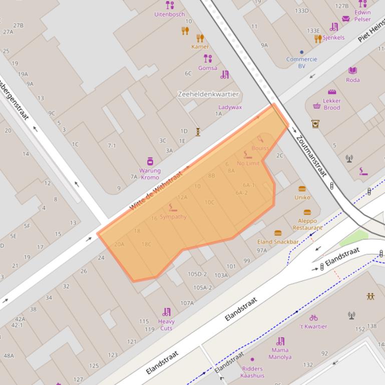 Kaart van postcodegebied 2518CT.