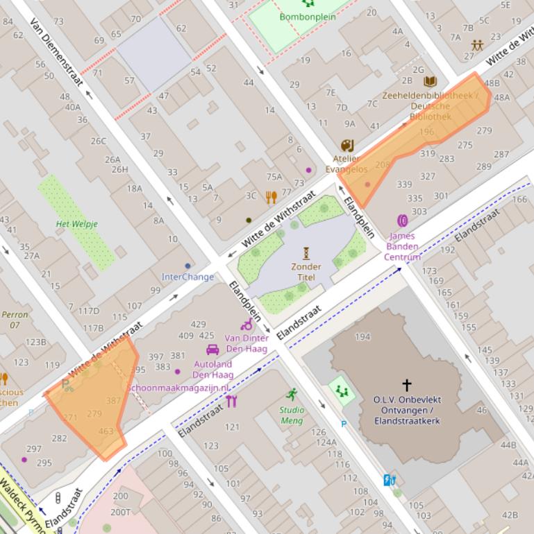 Kaart van postcodegebied 2518CZ.