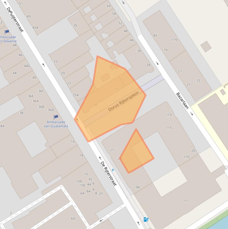 Kaart van postcodegebied 2518DA.