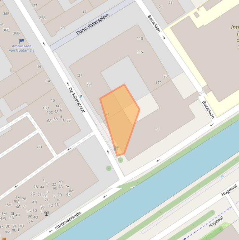 Kaart van postcodegebied 2518DD.