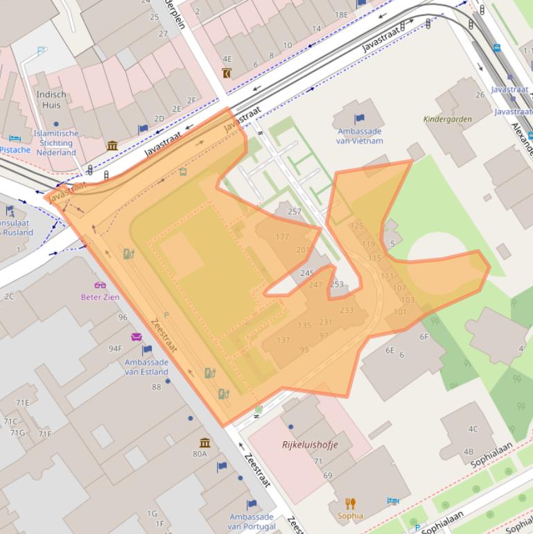 Kaart van postcodegebied 2518DH.