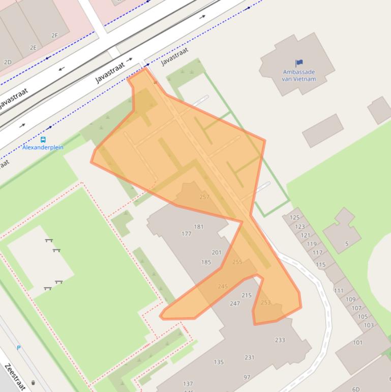 Kaart van postcodegebied 2518DJ.