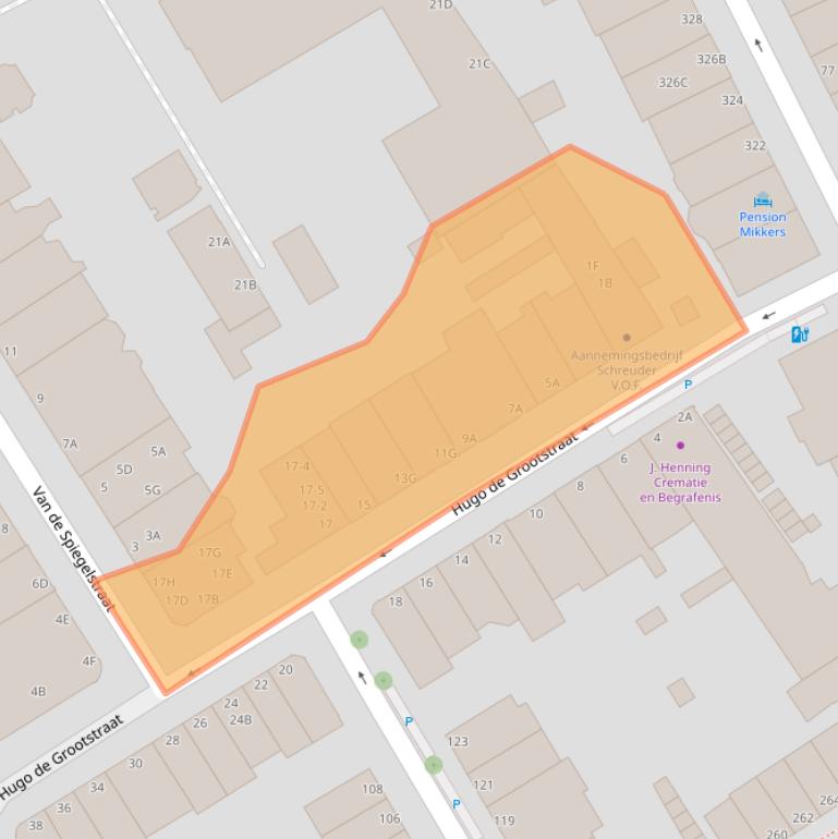 Kaart van postcodegebied 2518EA.