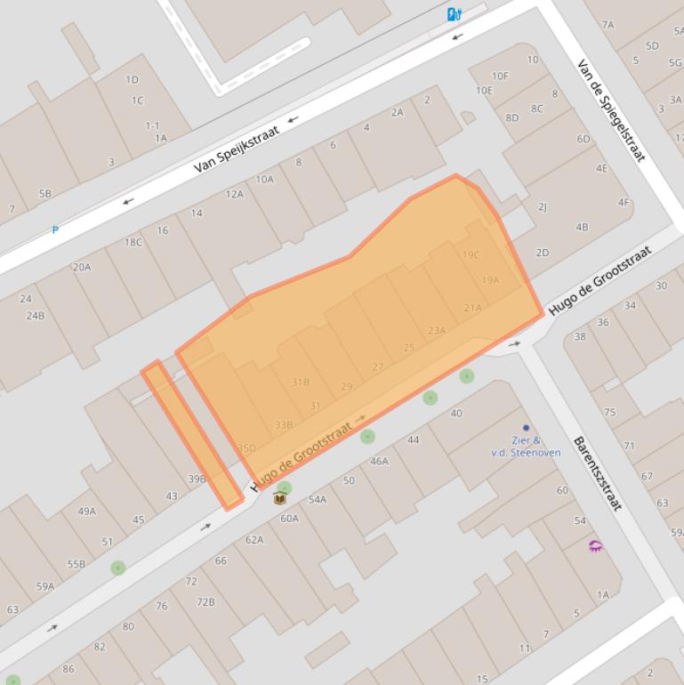 Kaart van postcodegebied 2518EB.