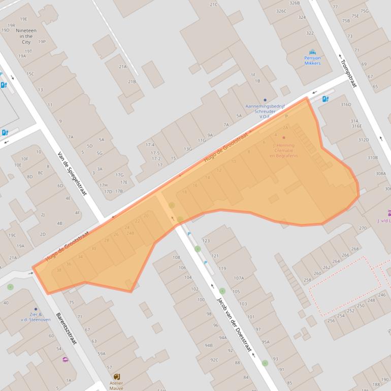 Kaart van postcodegebied 2518ED.