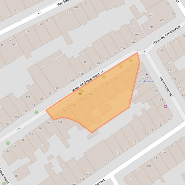 Kaart van postcodegebied 2518EE.