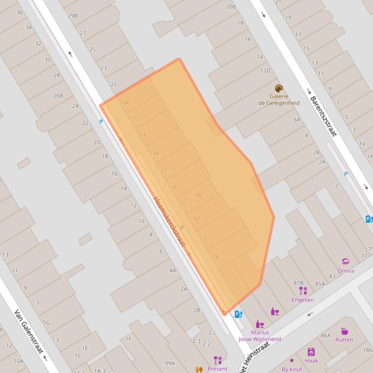 Kaart van postcodegebied 2518EH.