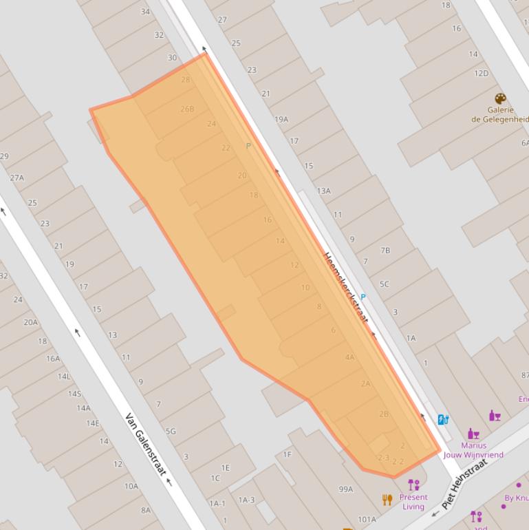 Kaart van postcodegebied 2518EK.