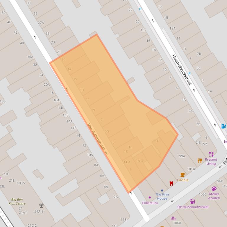 Kaart van postcodegebied 2518EM.