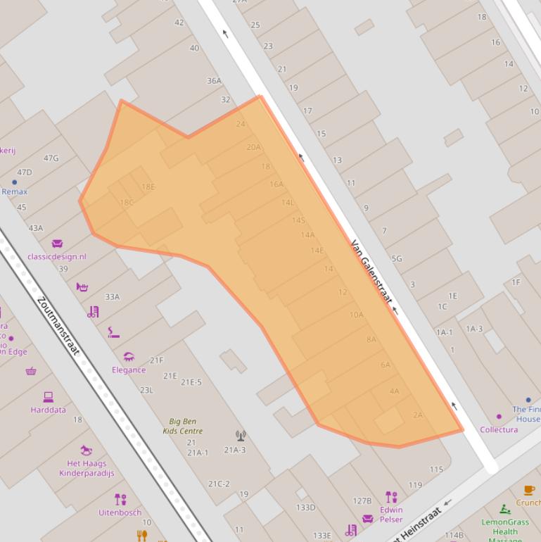 Kaart van postcodegebied 2518EP.