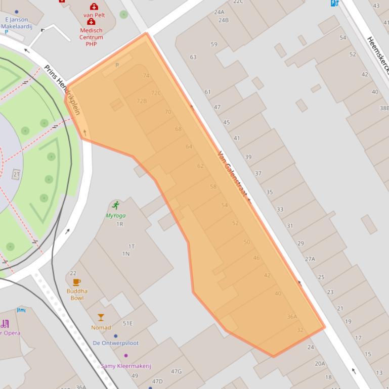 Kaart van postcodegebied 2518ER.