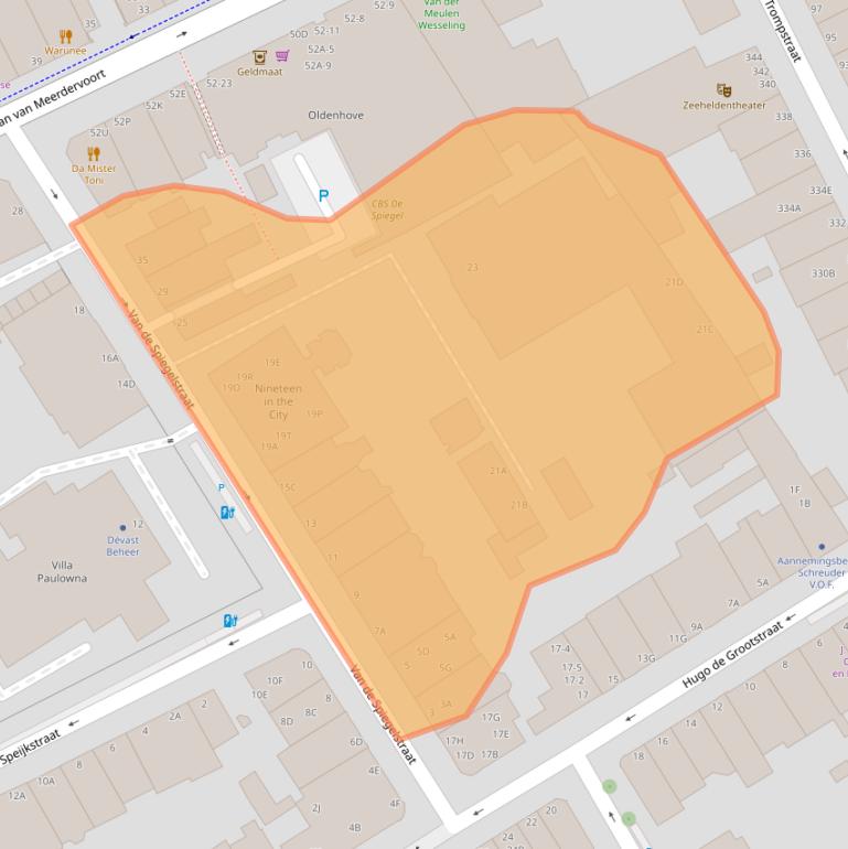 Kaart van postcodegebied 2518ES.