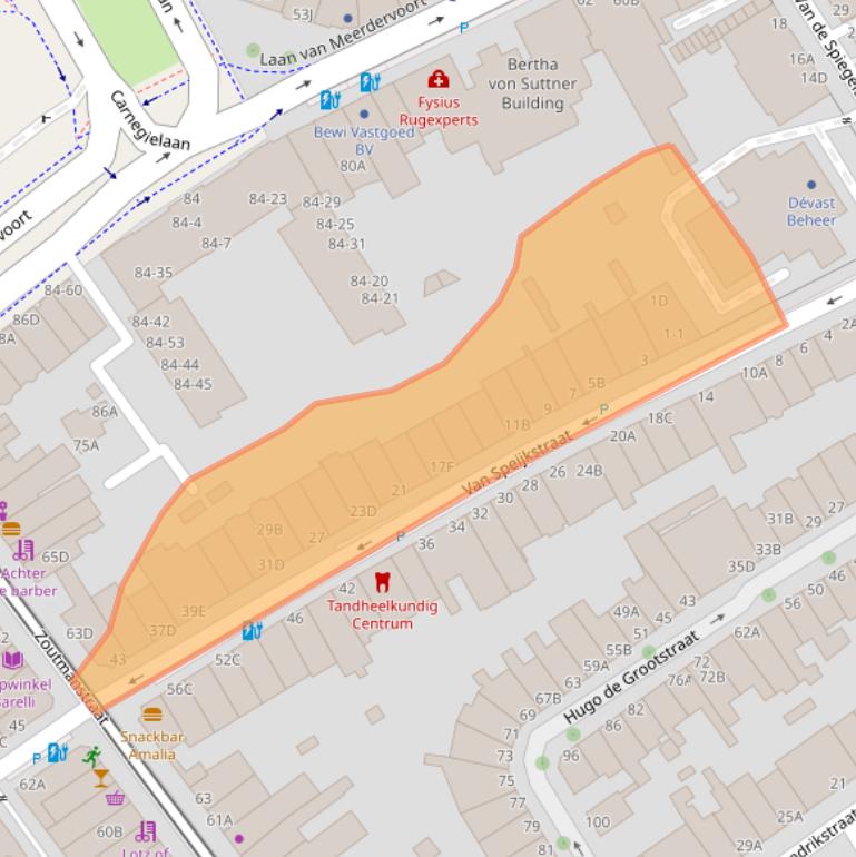 Kaart van postcodegebied 2518EV.