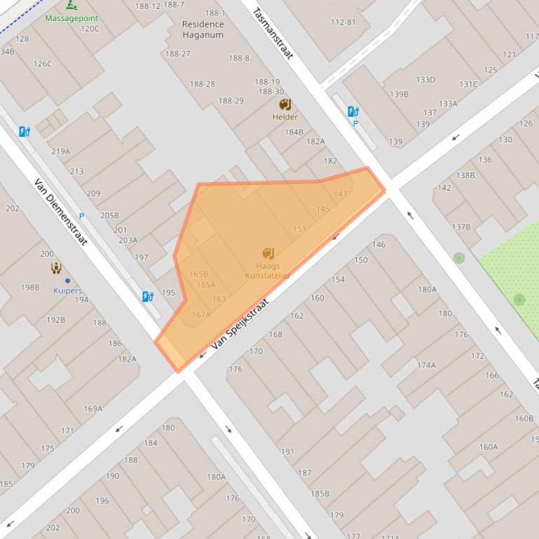 Kaart van postcodegebied 2518EZ.