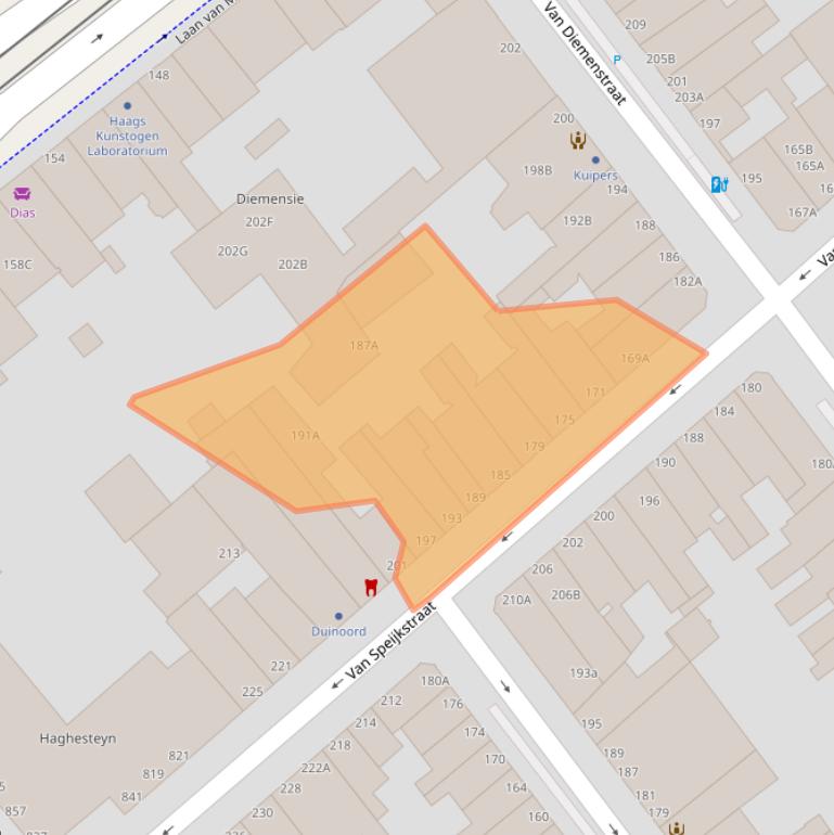 Kaart van postcodegebied 2518GA.