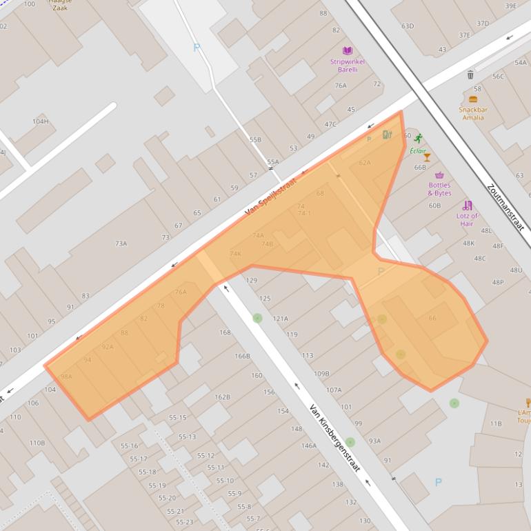 Kaart van postcodegebied 2518GE.