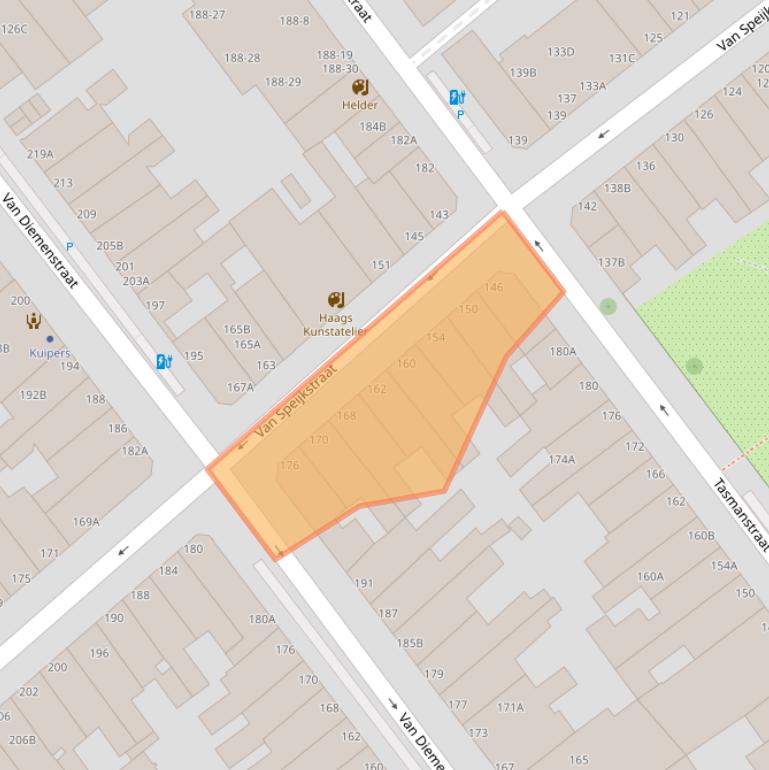 Kaart van postcodegebied 2518GH.