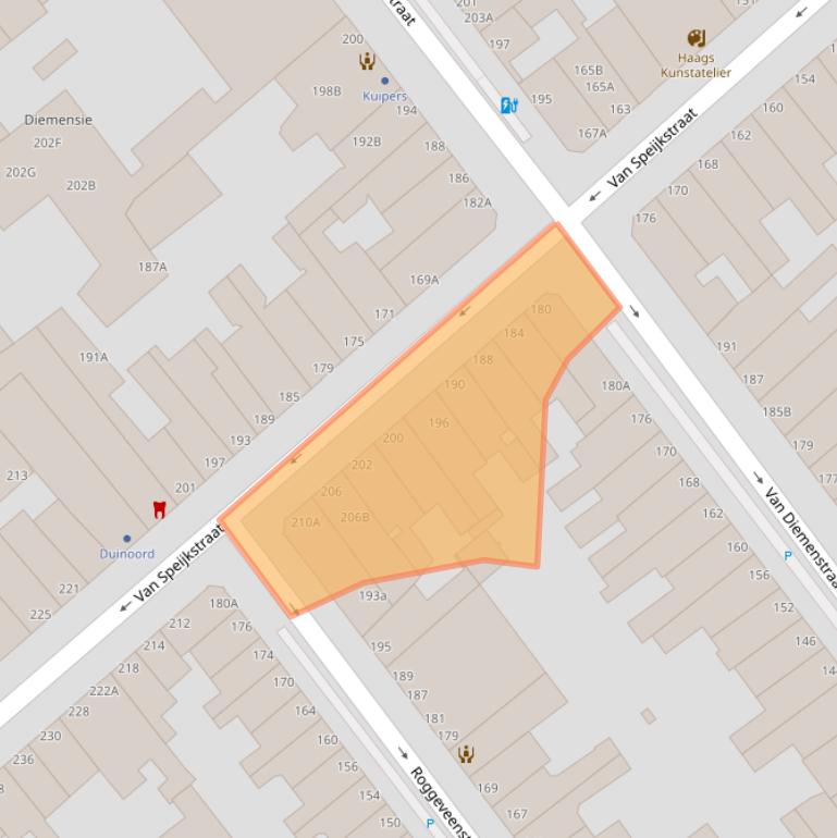 Kaart van postcodegebied 2518GJ.