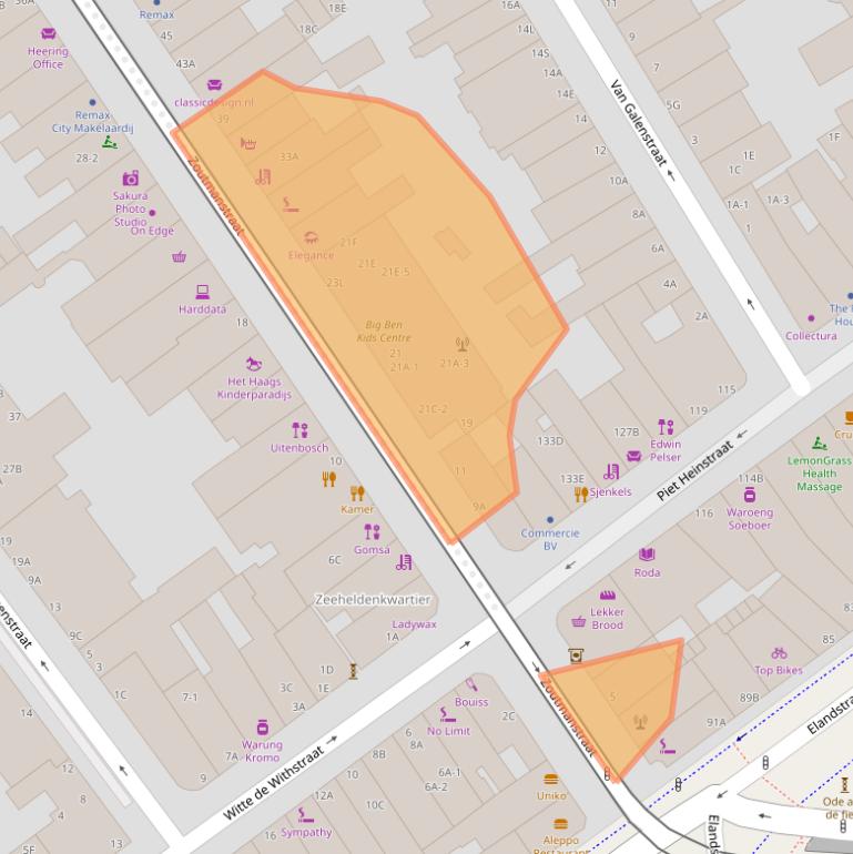Kaart van postcodegebied 2518GL.