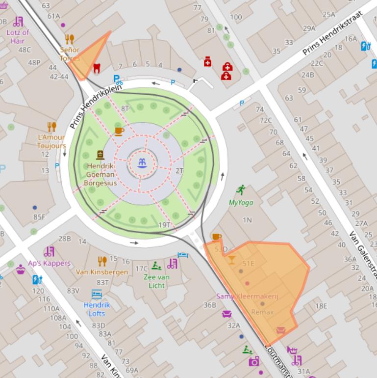Kaart van postcodegebied 2518GM.