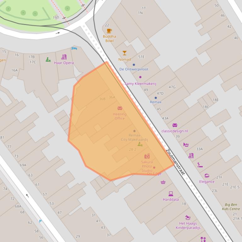 Kaart van postcodegebied 2518GR.