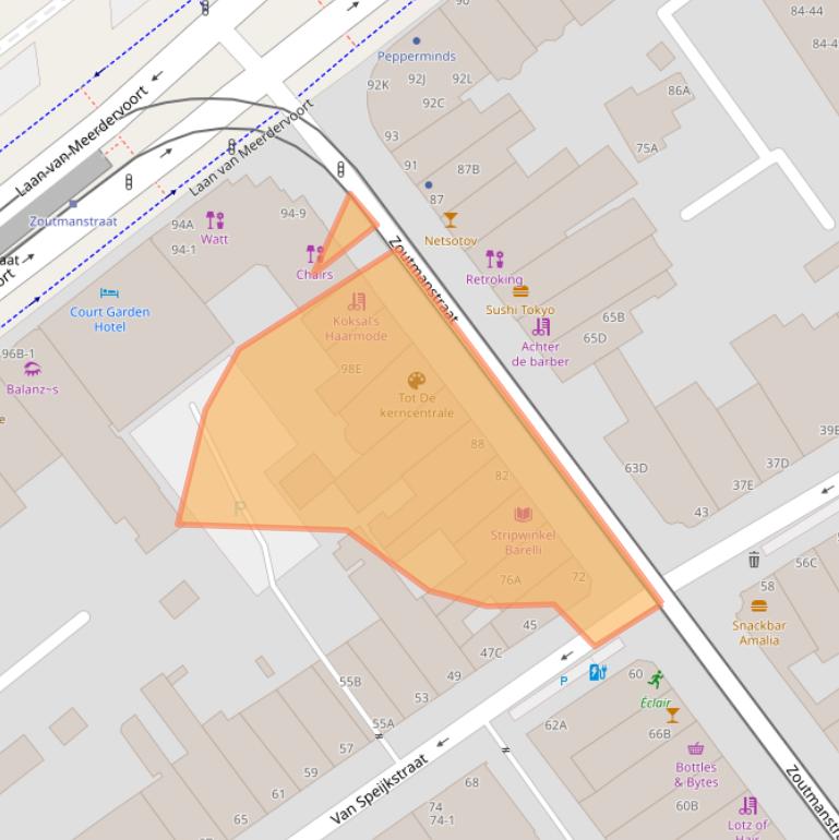 Kaart van postcodegebied 2518GT.