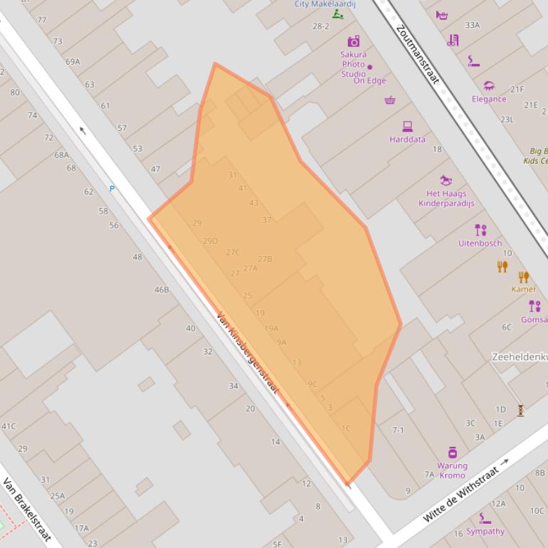 Kaart van postcodegebied 2518GV.