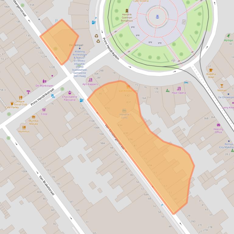 Kaart van postcodegebied 2518GW.