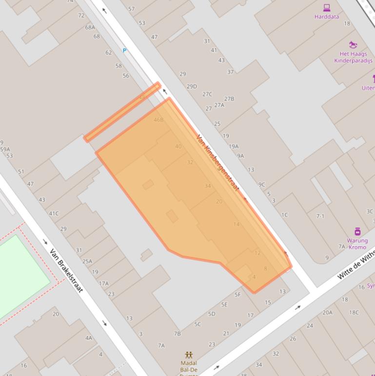 Kaart van postcodegebied 2518GZ.