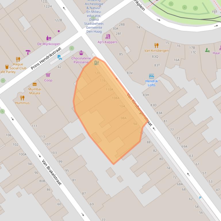 Kaart van postcodegebied 2518HB.