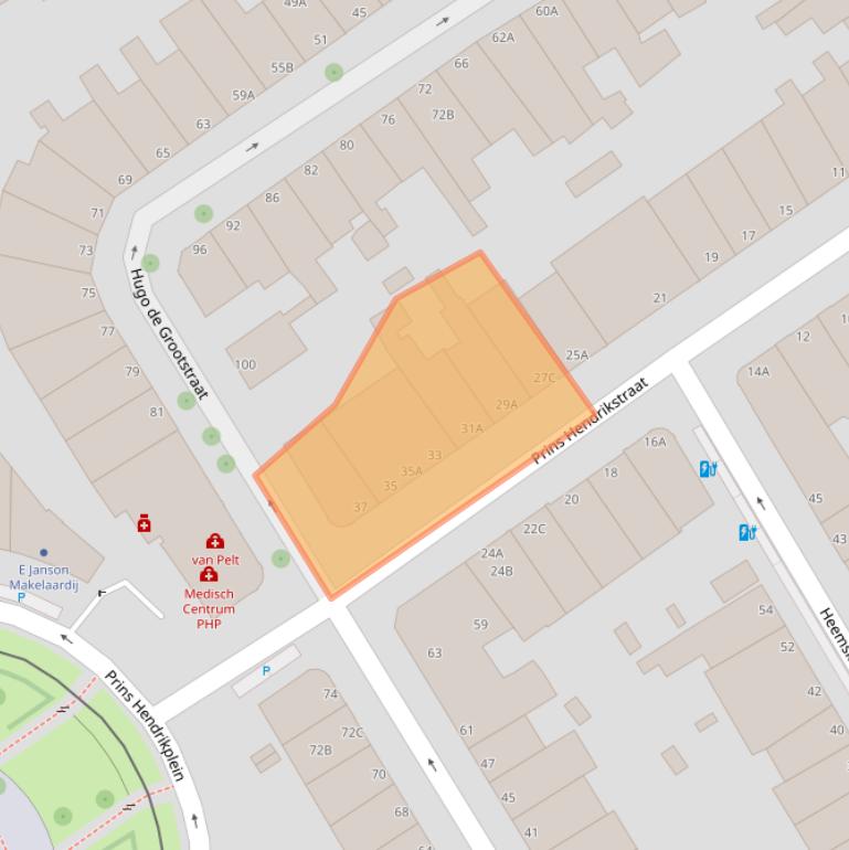 Kaart van postcodegebied 2518HG.