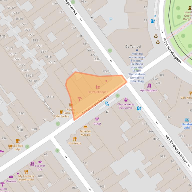 Kaart van postcodegebied 2518HJ.