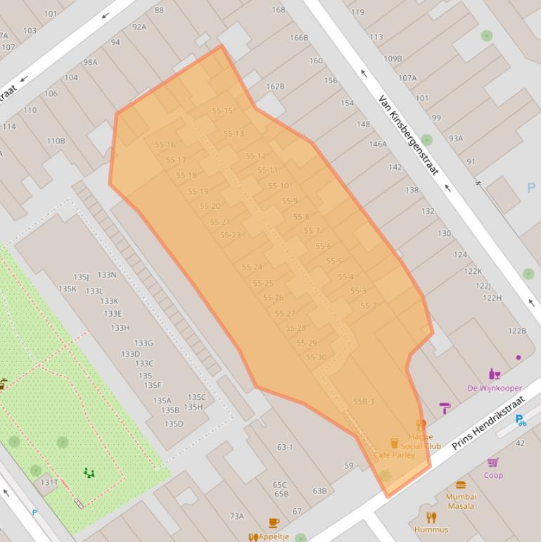 Kaart van postcodegebied 2518HK.