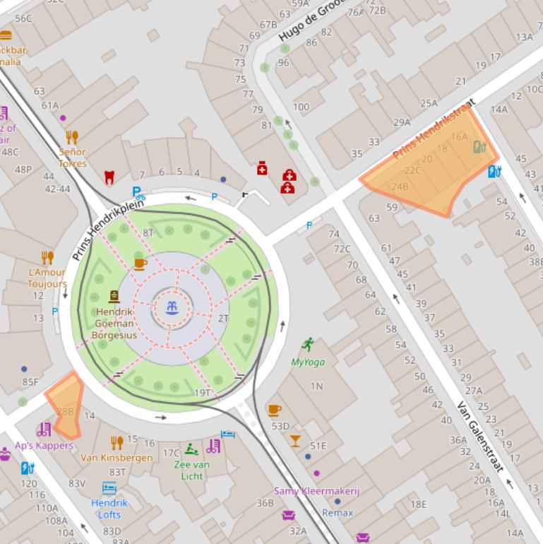 Kaart van postcodegebied 2518HS.