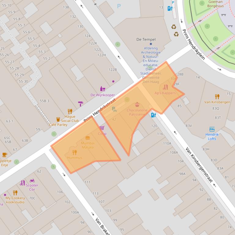 Kaart van postcodegebied 2518HT.