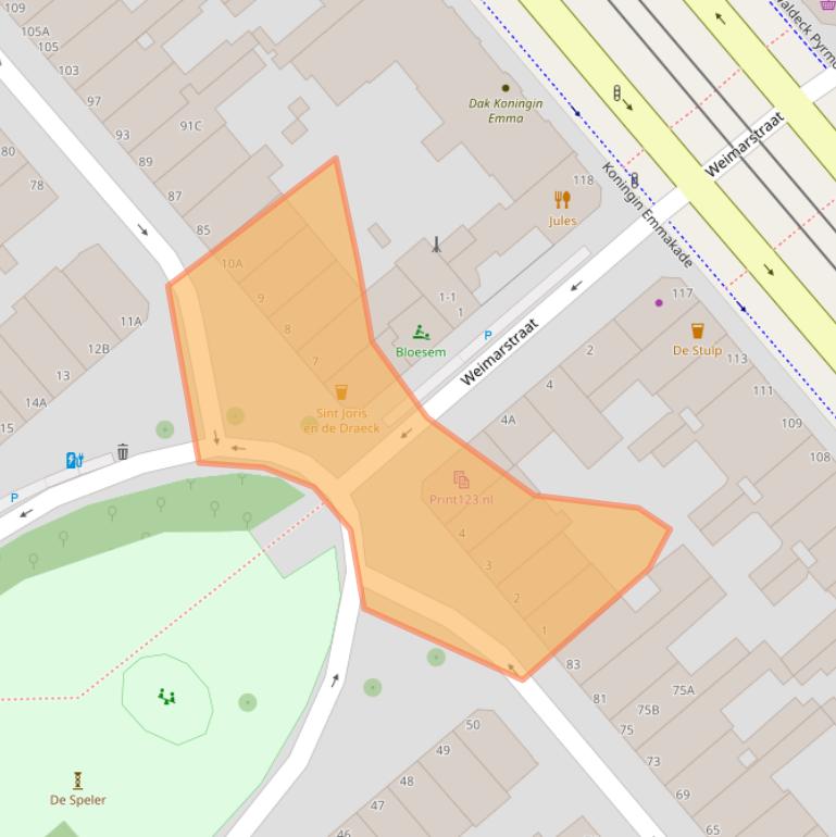 Kaart van postcodegebied 2518JD.