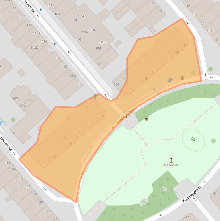 Kaart van postcodegebied 2518JE.