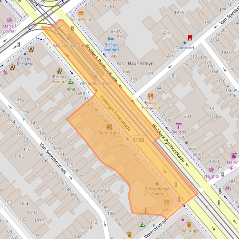 Kaart van postcodegebied 2518JJ.