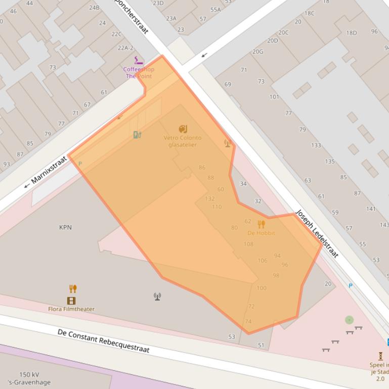 Kaart van postcodegebied 2518KM.