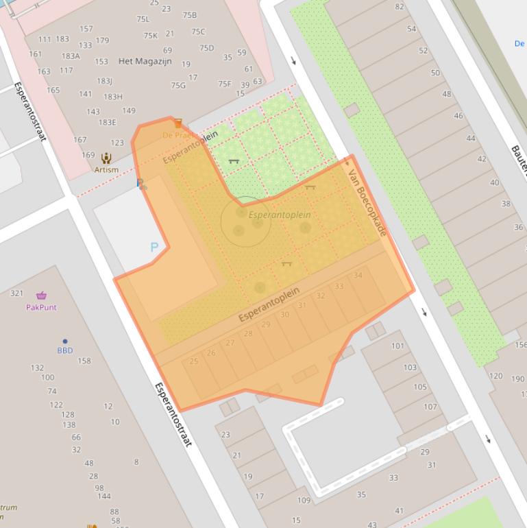 Kaart van postcodegebied 2518LE.