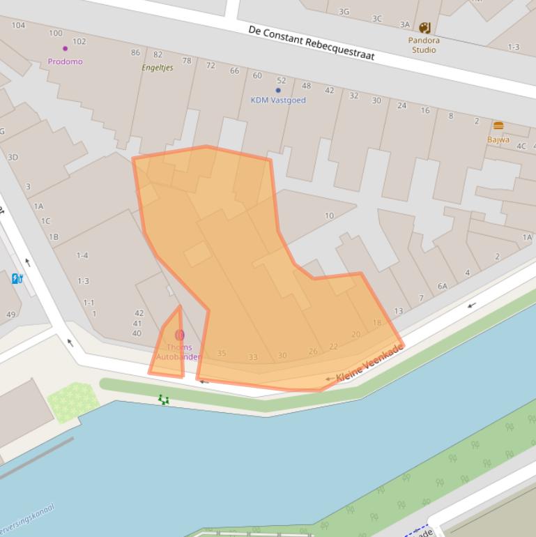 Kaart van postcodegebied 2518PJ.