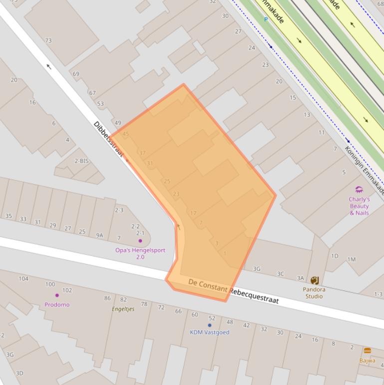 Kaart van postcodegebied 2518PN.