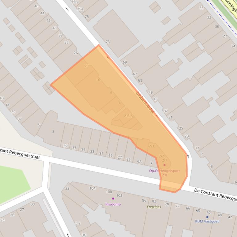 Kaart van postcodegebied 2518PS.