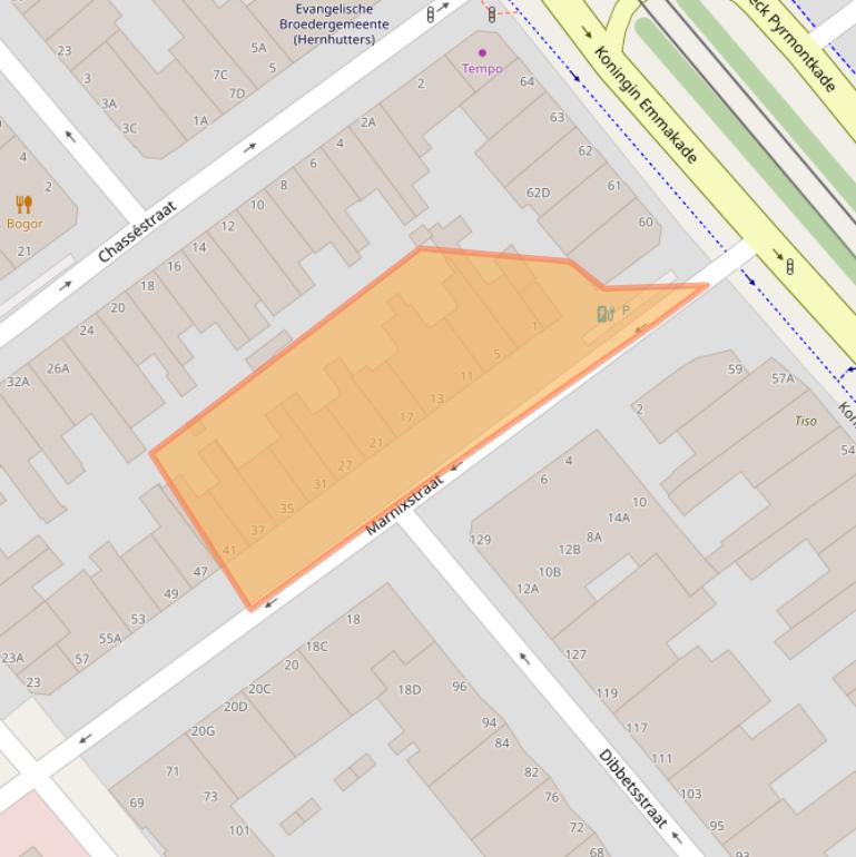 Kaart van postcodegebied 2518PV.